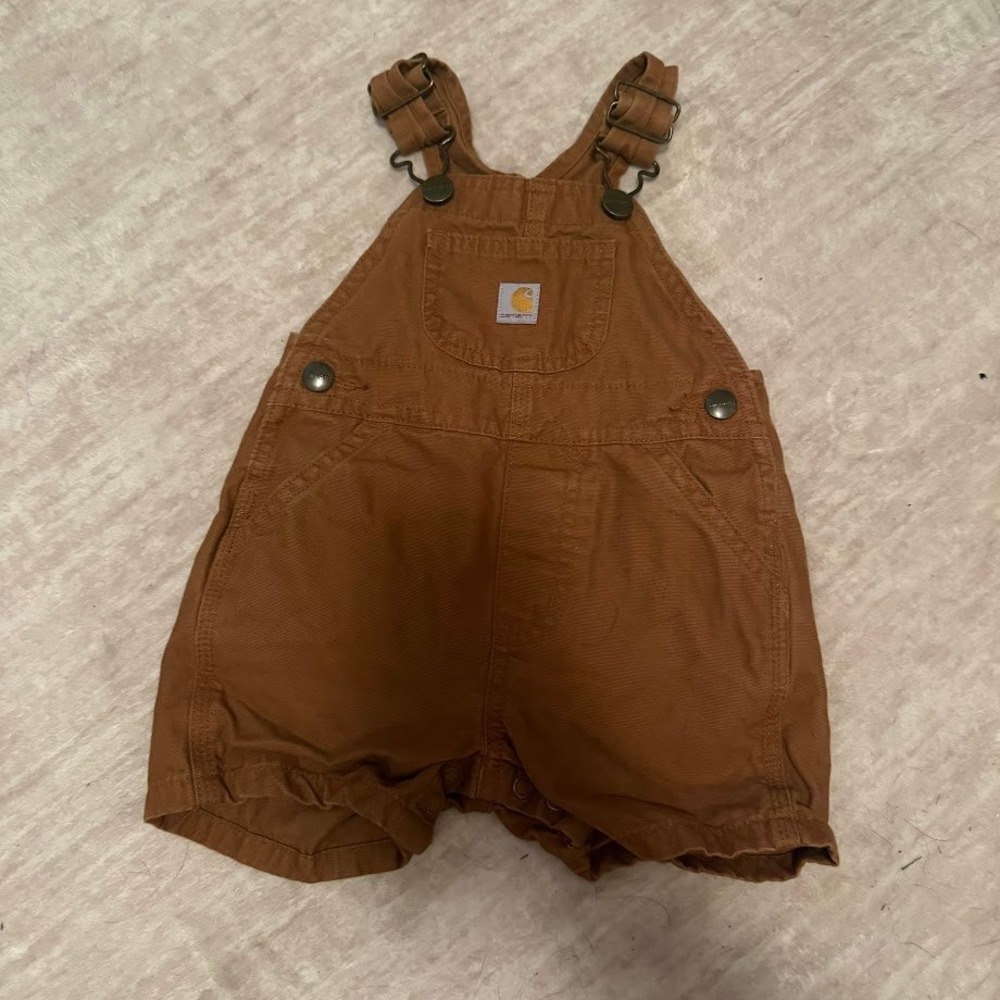 Carhartt Baby Boys Brown Duck Canvas Shortall Overalls OX5401 9M